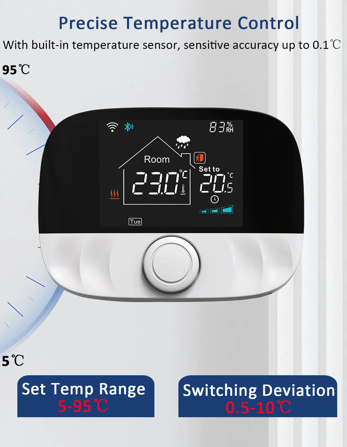 Smart Thermostat Wireless RF433 Floor Heating Control For Gas Boiler Tuya App USB Powered Fall 2025 Energy Saving