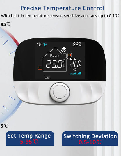 Smart Thermostat Wireless RF433 Floor Heating Control For Gas Boiler Tuya App USB Powered Fall 2025 Energy Saving