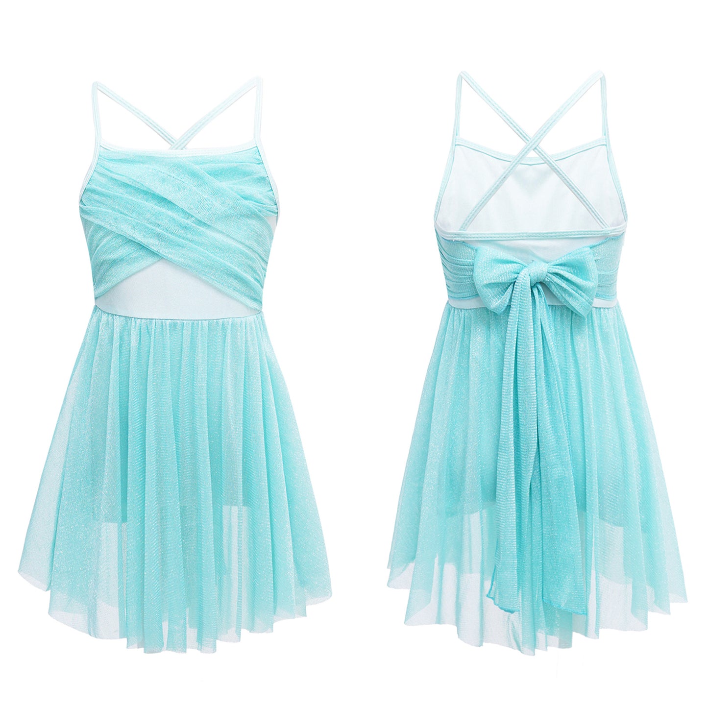 Lightweight Girls' Dance Dress - Flowy, Glittery Mesh, Ballet & Gymnastics Costume