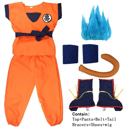 Son Goku Dragon Ball Z-animecosplaykostuumset met staart, polsband en pruik voor volwassenen en kinderen, Halloween 2026