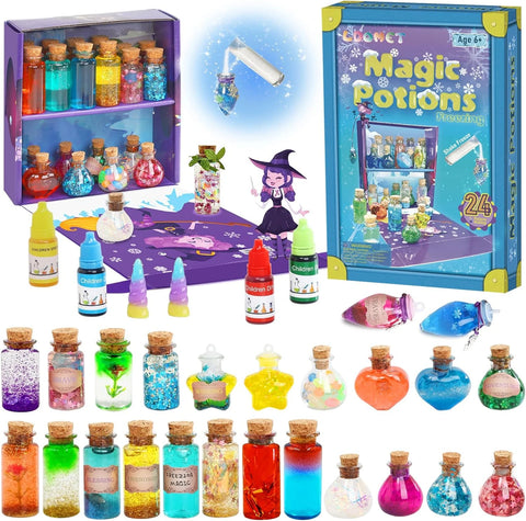 Enchanting DIY Magic Potions Kit for Kids - 24 Bottles, Spell Book & Magical Accessories for Halloween and Christmas Fun