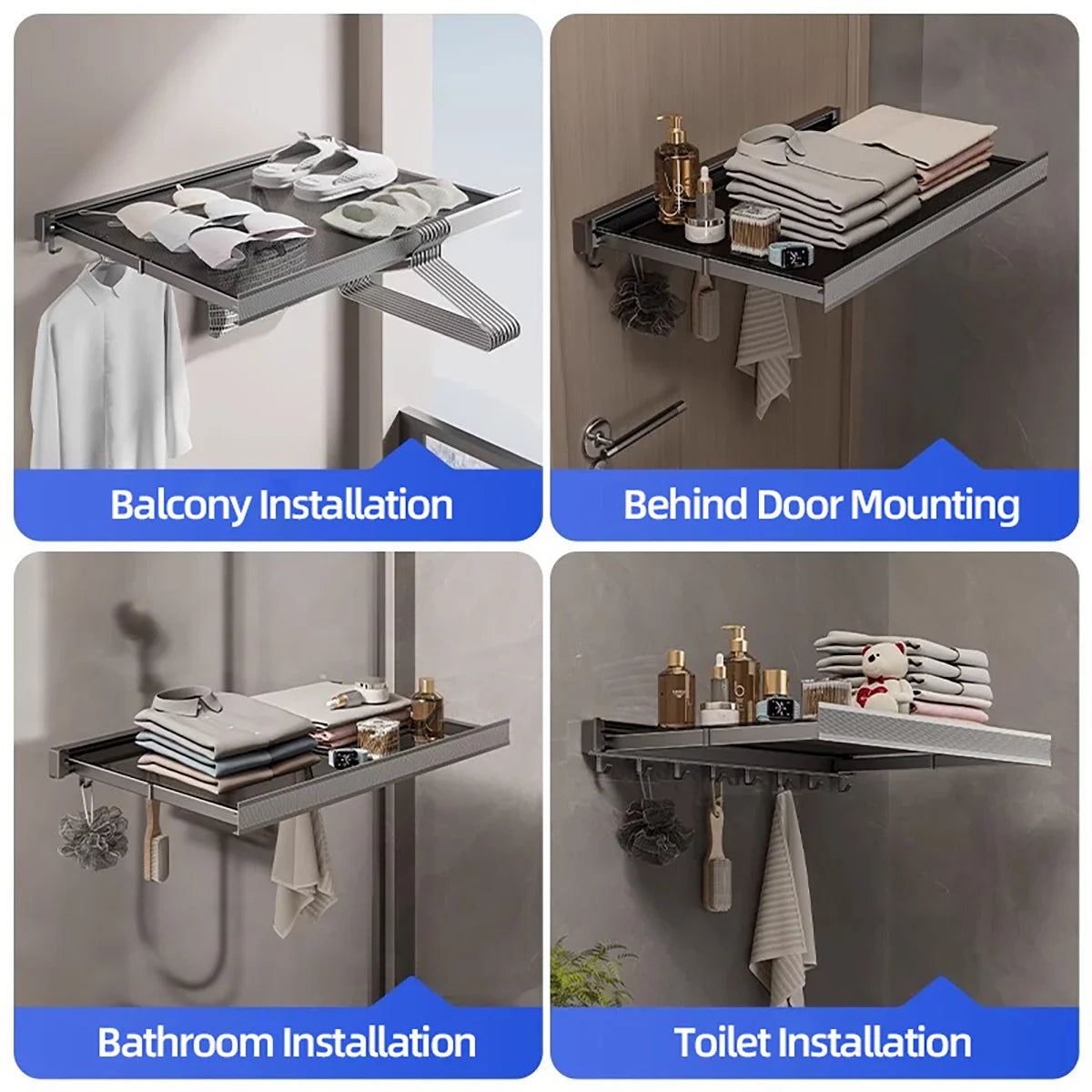 Foldable Clothes Rack Wall Mounted Drying Shelf Fall 2025 Balcony Bathroom Space Saving Corrosion Resistant