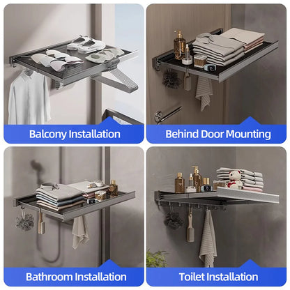 Foldable Clothes Rack Wall Mounted Drying Shelf Fall 2025 Balcony Bathroom Space Saving Corrosion Resistant