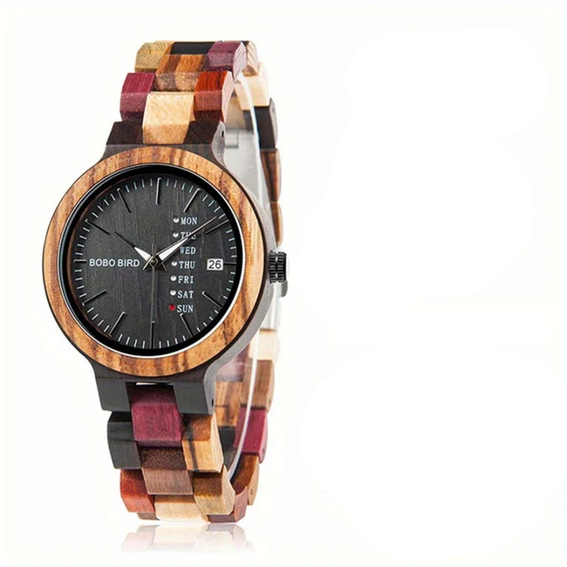 Wooden Couple Watches Handmade Quartz Date Unisex Display