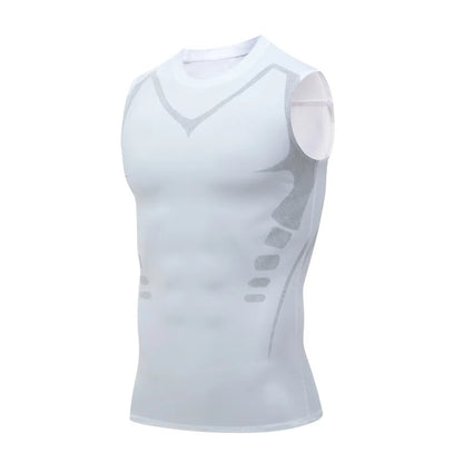 Quick-dry men's compression tank top – polyester, sleeveless, gym and bodybuilding vest