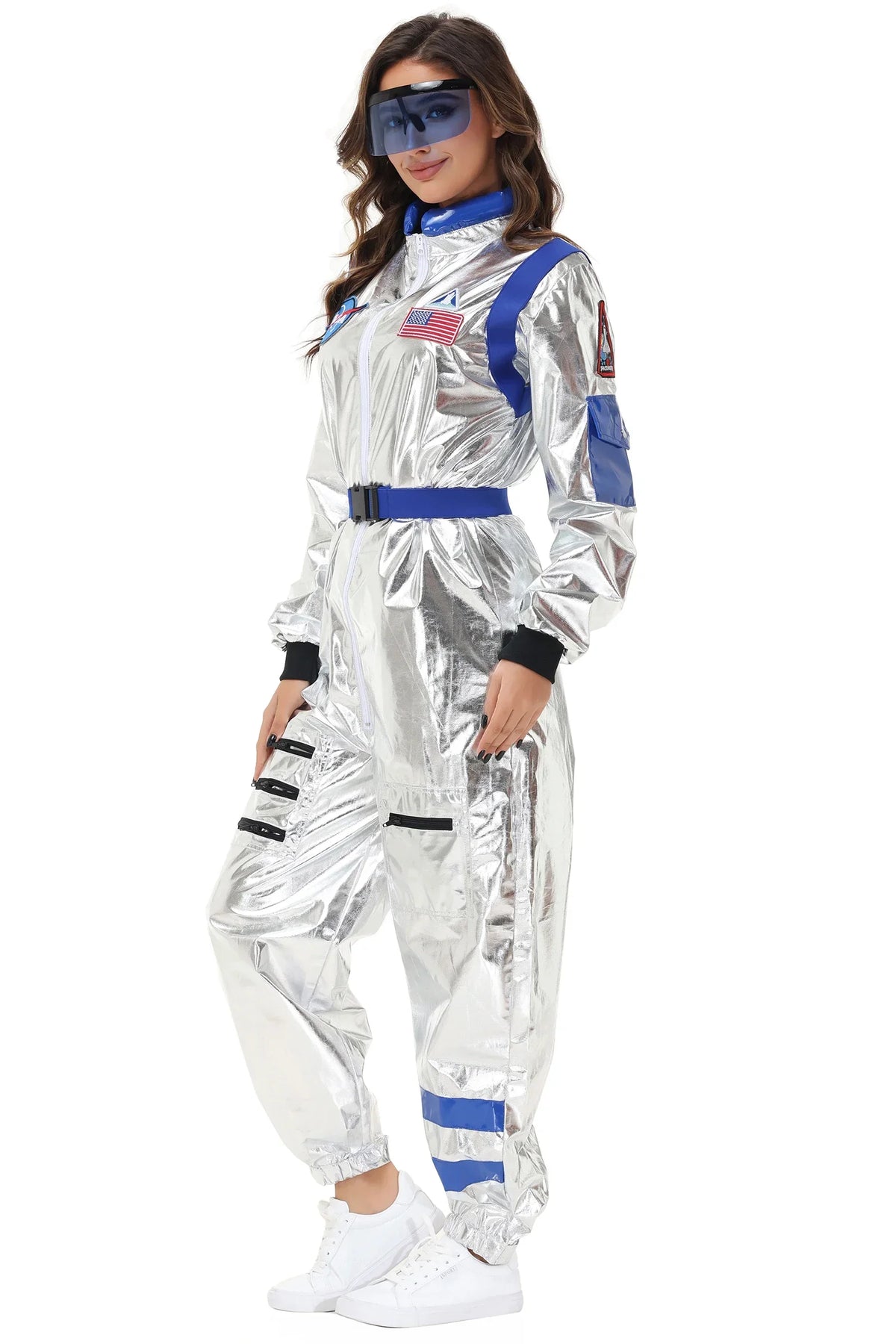 Zilverkleurig astronautenruimtepak voor volwassenen, jumpsuit voor koppels, cosplay voor Halloween, carnaval en verkleedfeesten 2026
