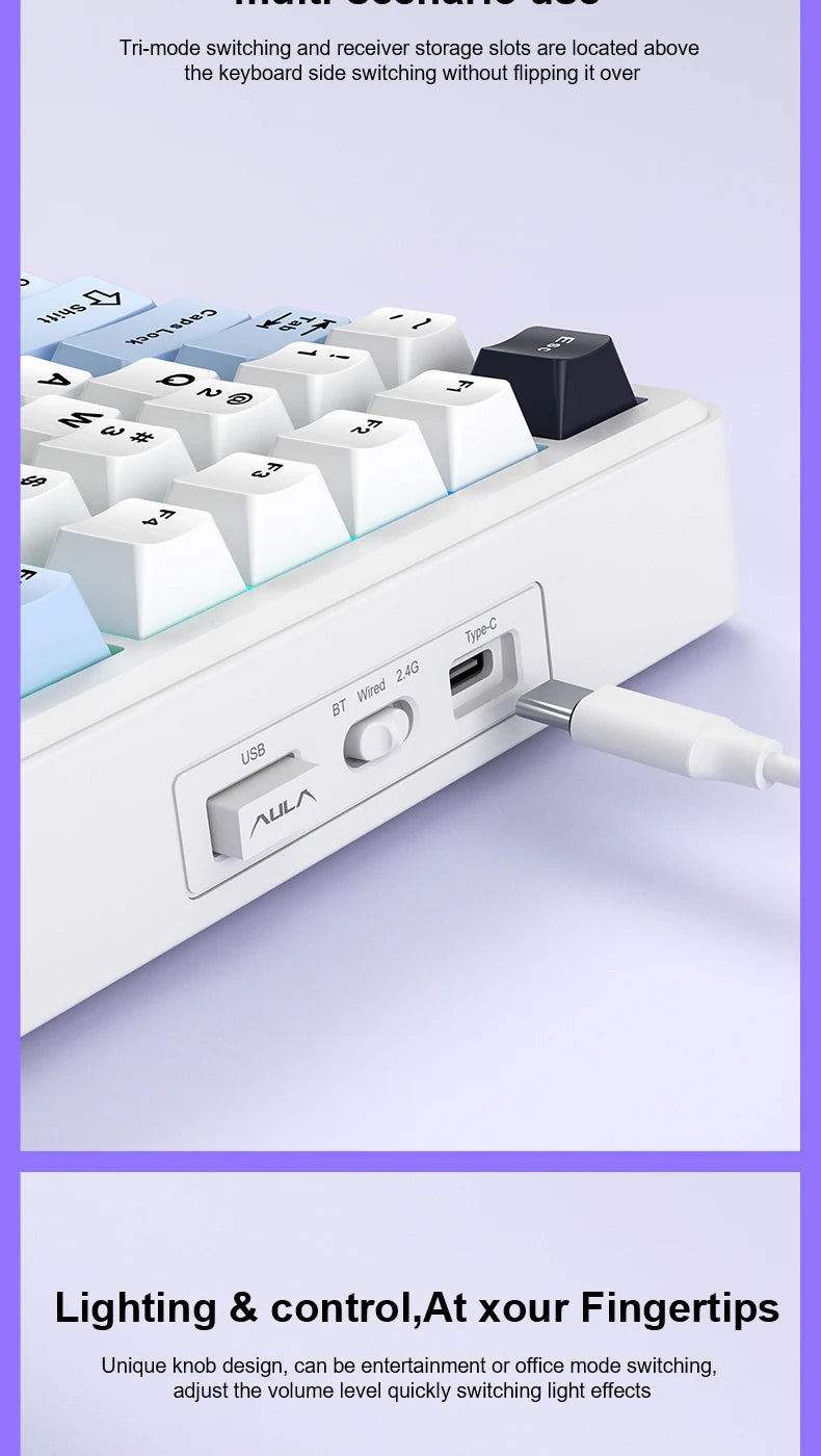 Teclado mecánico para juegos 75% Hot Swap RGB TFT inalámbrico