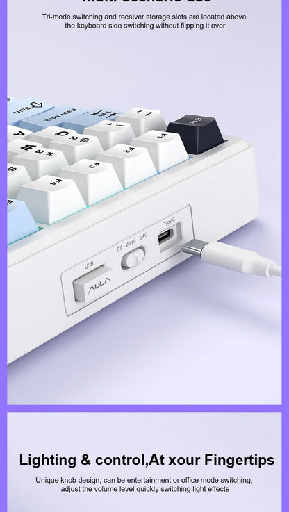 Teclado mecánico para juegos 75% Hot Swap RGB TFT inalámbrico