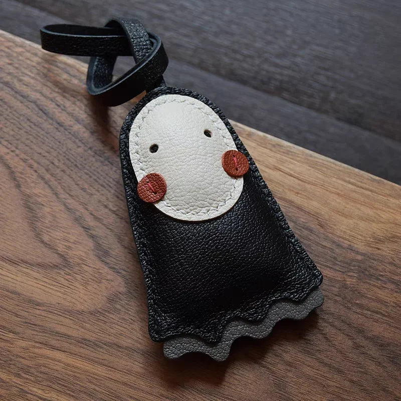 Porte-clés porte-bonheur en cuir sans visage noir confortable mignon cadeau
