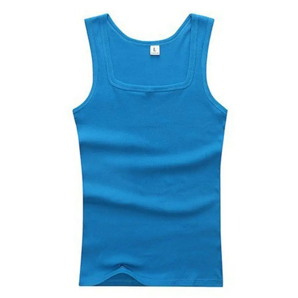 Breathable men's cotton tank top – slash neck, casual fit, solid, summer knit vest