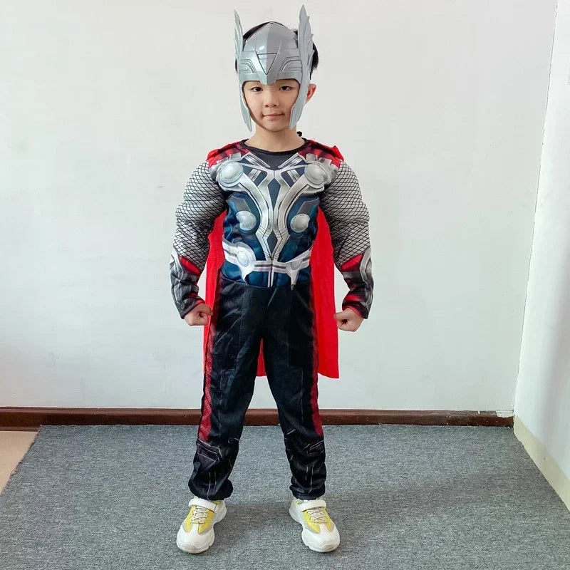 Thor Avengers Muscle Jumpsuit Halloween Cosplay Costume Set with Hammer Prop for Adults 2026