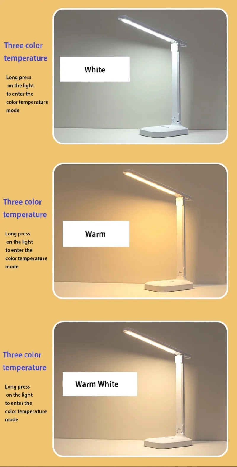 Lampada da scrivania LED touch dimmerabile ricaricabile protezione occhi