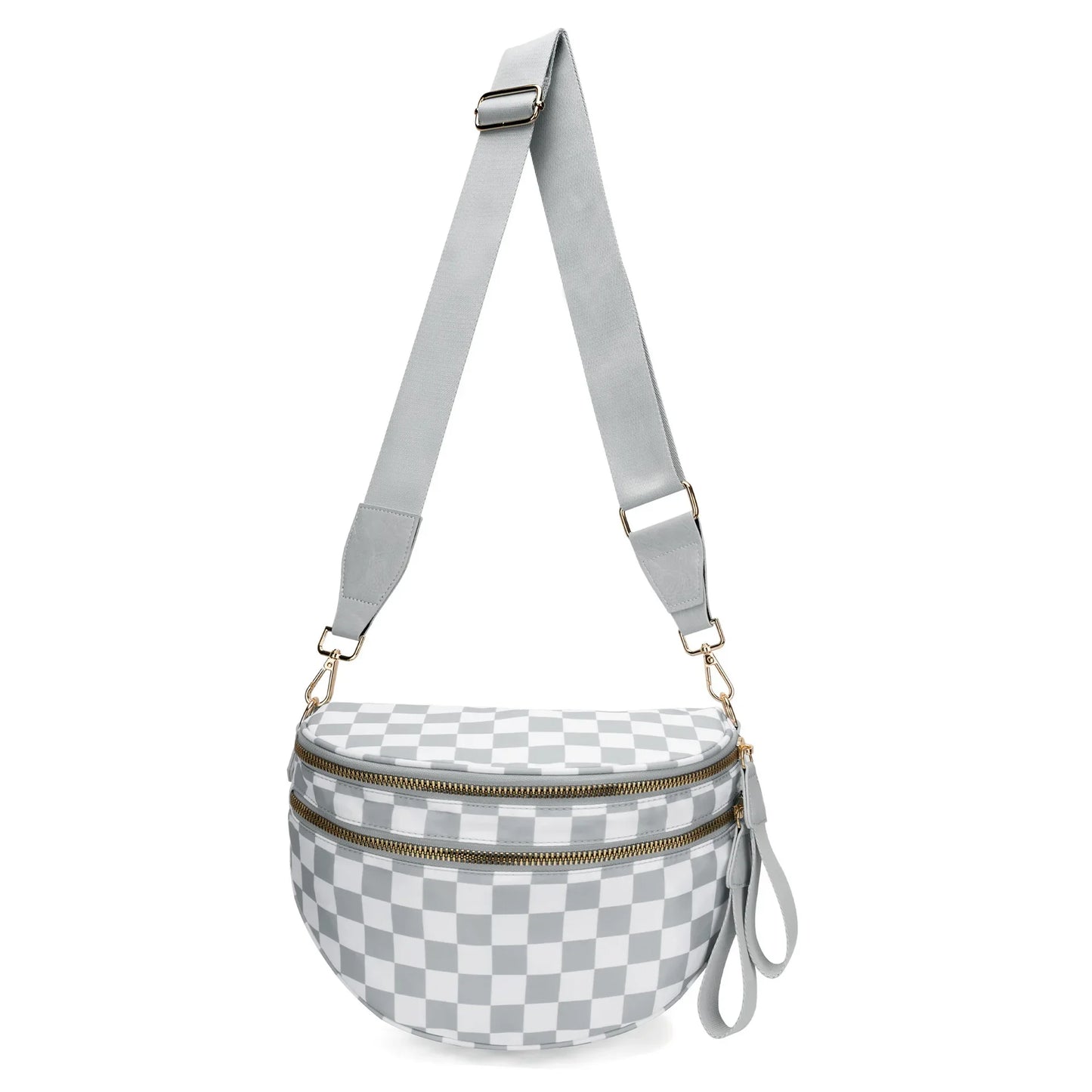 Casual women's checkered fanny pack – large capacity bum bag, adjustable crossbody mommy travel bag