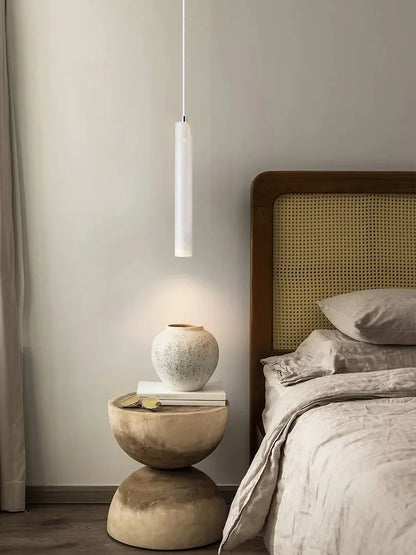 Japandi LED Pendant Lamp Wood Tube Japan Style Bedroom Light
