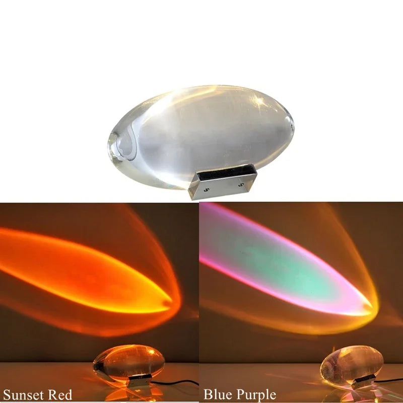 LED Table Lamp Crystal Projector Oval Glass Bedside Lamp Fall 2025 Halloween Mood Lighting Decor