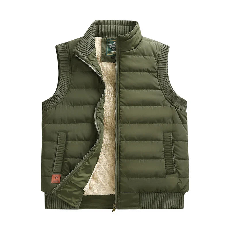 Warm Men's Puffer Vest - Quilted Slim, Lamb Velvet, Winter