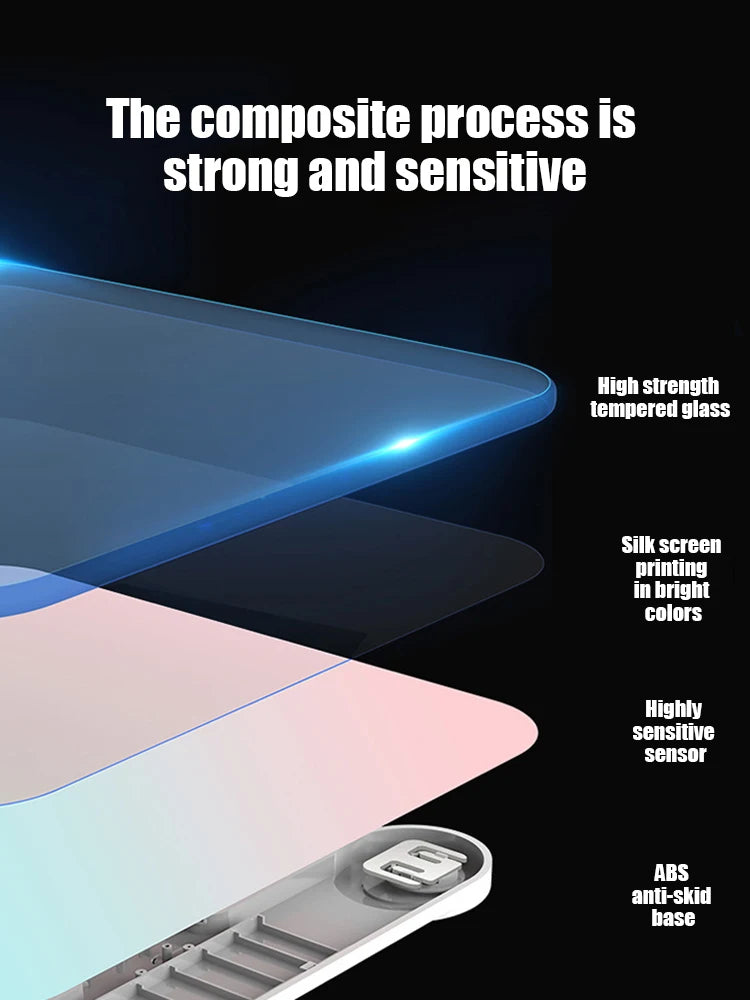 Bilancia per il corpo in vetro con gradiente intelligente con display digitale LCD