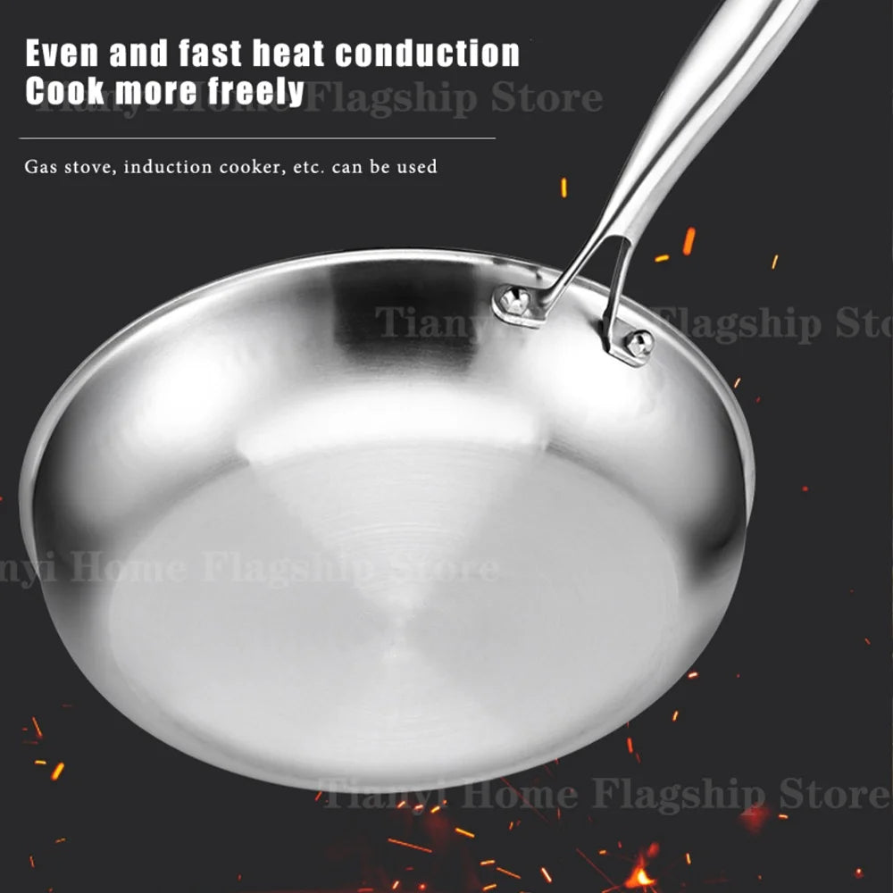 Titanium-Coated Stainless Steel Non-Stick Wok Pan – Gas and Induction Compatible Kitchen Cookware