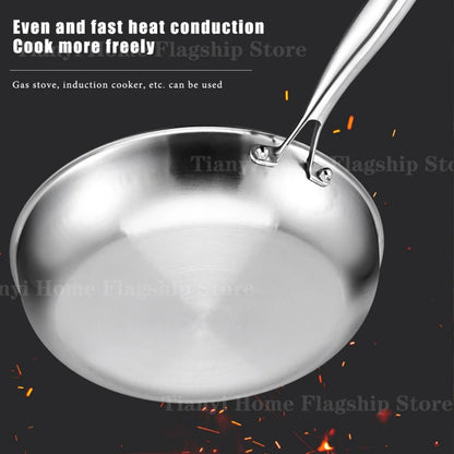Titanium-Coated Stainless Steel Non-Stick Wok Pan – Gas and Induction Compatible Kitchen Cookware