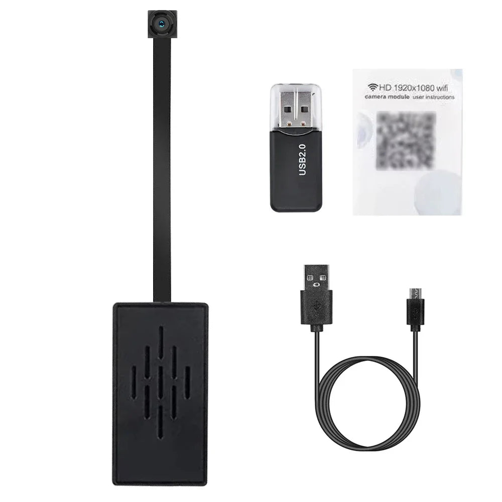 1080P Mini Kamera Trådlös WiFi Videokamera, Rörelsedetektering, Fjärrvy, P2P-stöd, Inbyggt Batteri