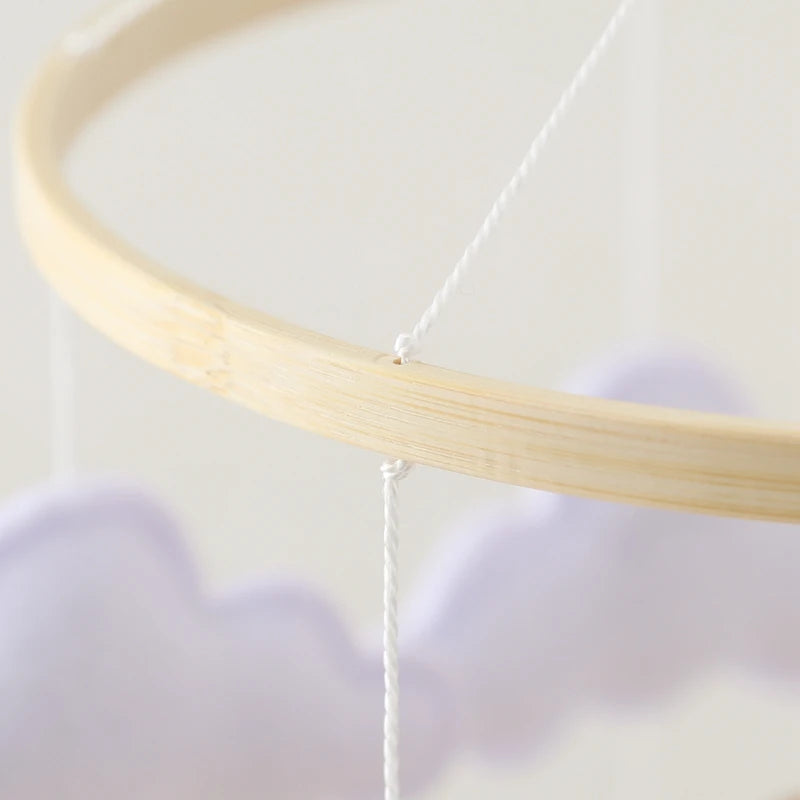 Wooden Crib Mobile Felt Bear Musical Newborn Sensory Toys