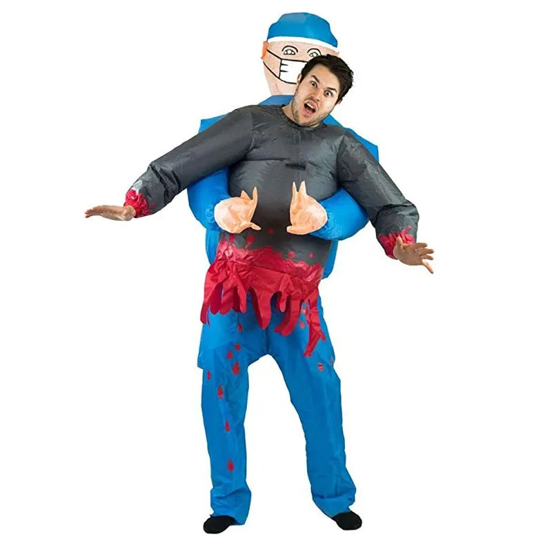 Opblaasbaar Halloween-cosplaykostuum voor volwassenen als chirurg die een patiënt draagt, voor verkleedfeesten 2026