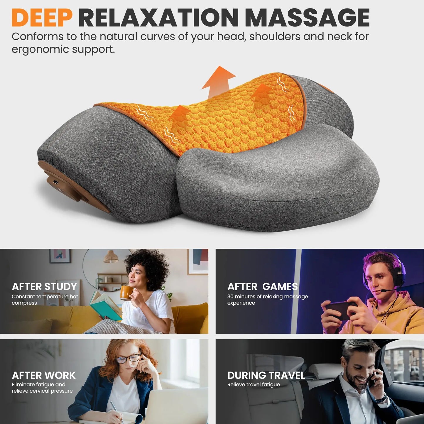 Neck Massager Pillow With Heat And Vibration - Viral Trend Cervical Therapy For Neck And Shoulder Relief, Hot Compress