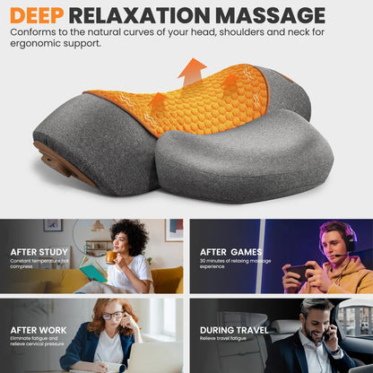 Neck Massager Pillow With Heat And Vibration - Viral Trend Cervical Therapy For Neck And Shoulder Relief, Hot Compress