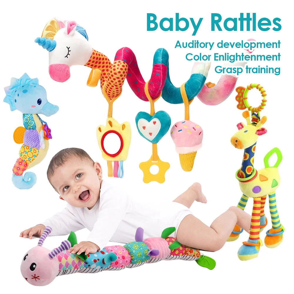 Soft Giraffe Baby Rattle Hanging Plush Newborn Sensory Toys