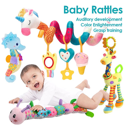 Soft Giraffe Baby Rattle Hanging Plush Newborn Sensory Toys