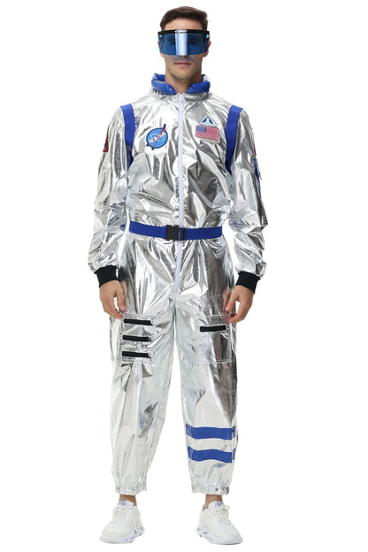 Zilverkleurig astronautenruimtepak voor volwassenen, jumpsuit voor koppels, cosplay voor Halloween, carnaval en verkleedfeesten 2026