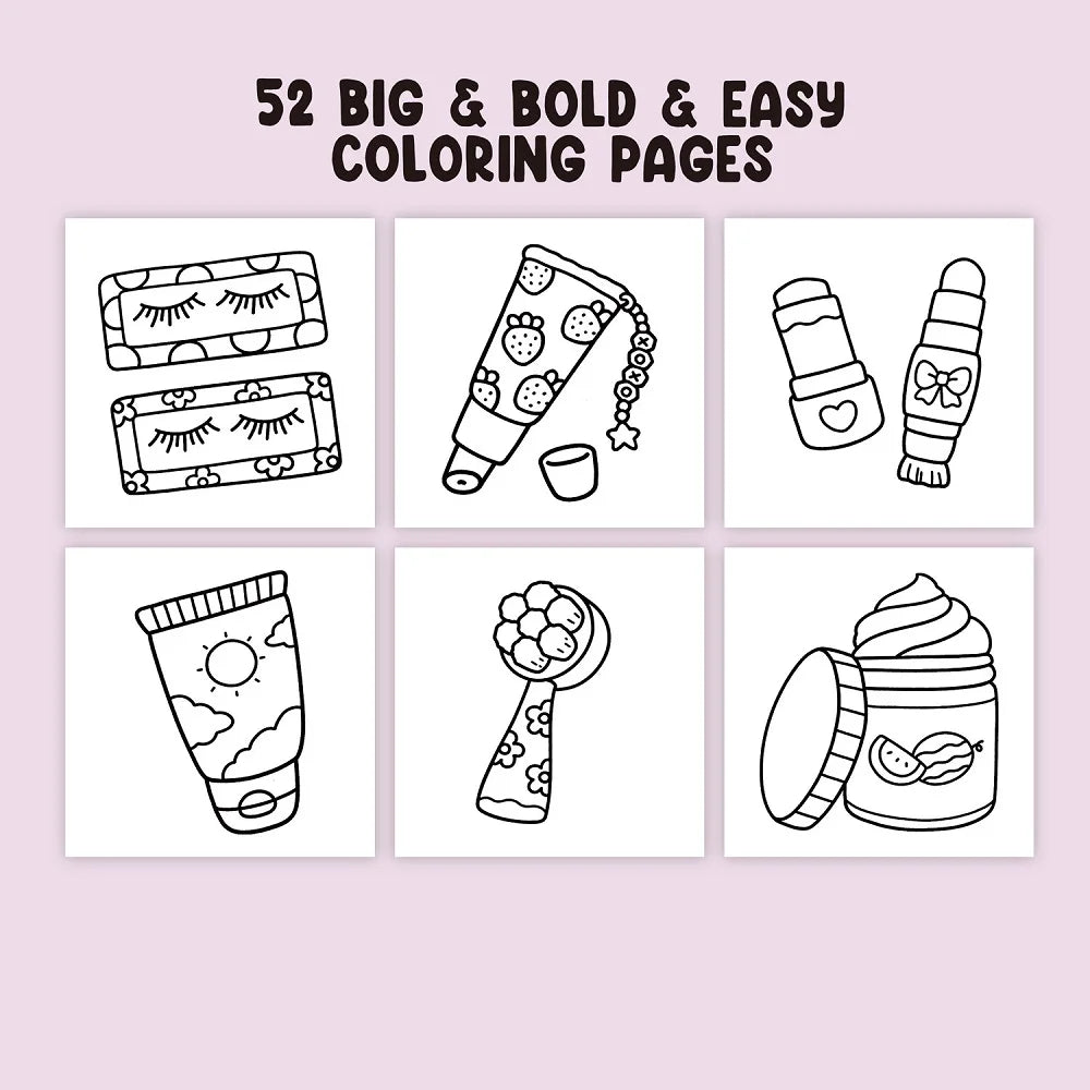 Adult Coloring Book Cosmetics Themed Bold Easy Patterns Fall 2025 Gift Idea