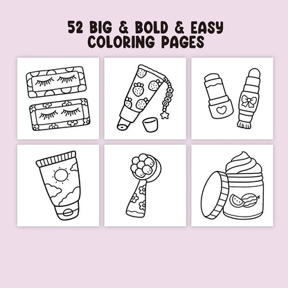 Adult Coloring Book Cosmetics Themed Bold Easy Patterns Fall 2025 Gift Idea