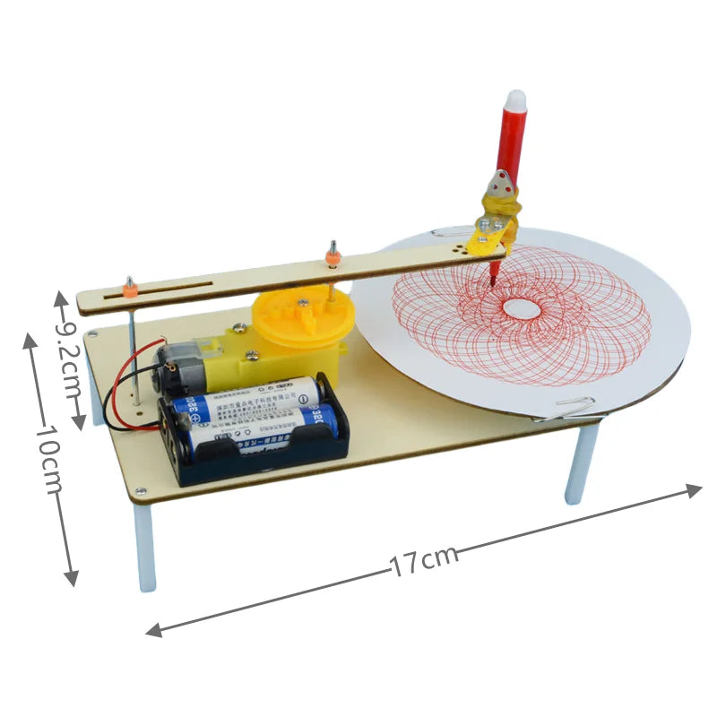 Wooden Electric Drawing Robot Kit for Kids - DIY Creative Assembled Art Plotter Science Experiment Toy