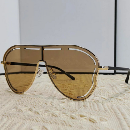 Oversized Pilot Punk Sunglasses Women Big Frame 2025 Hollow Shades for Ladies