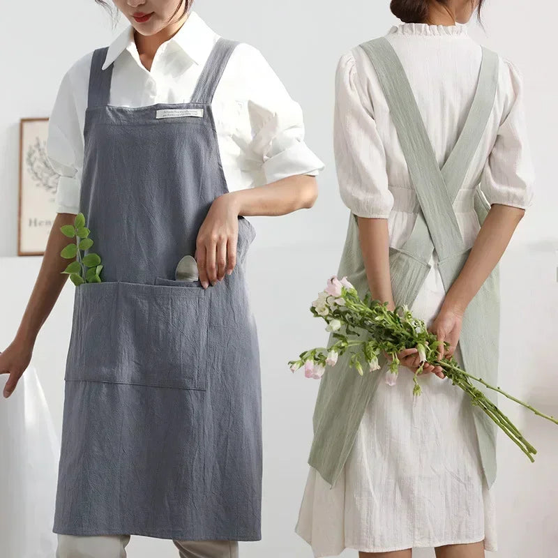Apron Cotton Linen Minimalist Japanese Korean Kitchen And Florist Apron Fall 2025 Breathable Durable