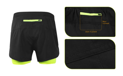 Stretchy men's 2-in-1 running shorts - longer liner, polyester blend, for jogging and gym