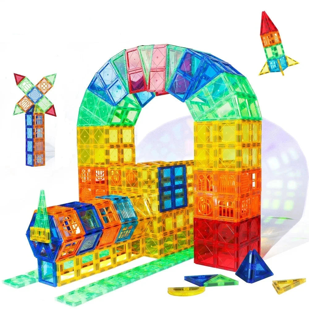 Magnetic Building Blocks Set - Colorful Educational Architecture Puzzle for Kids, Creative Developmental Toy for Ages 3+ - Ideal Birthday & Holiday Gift