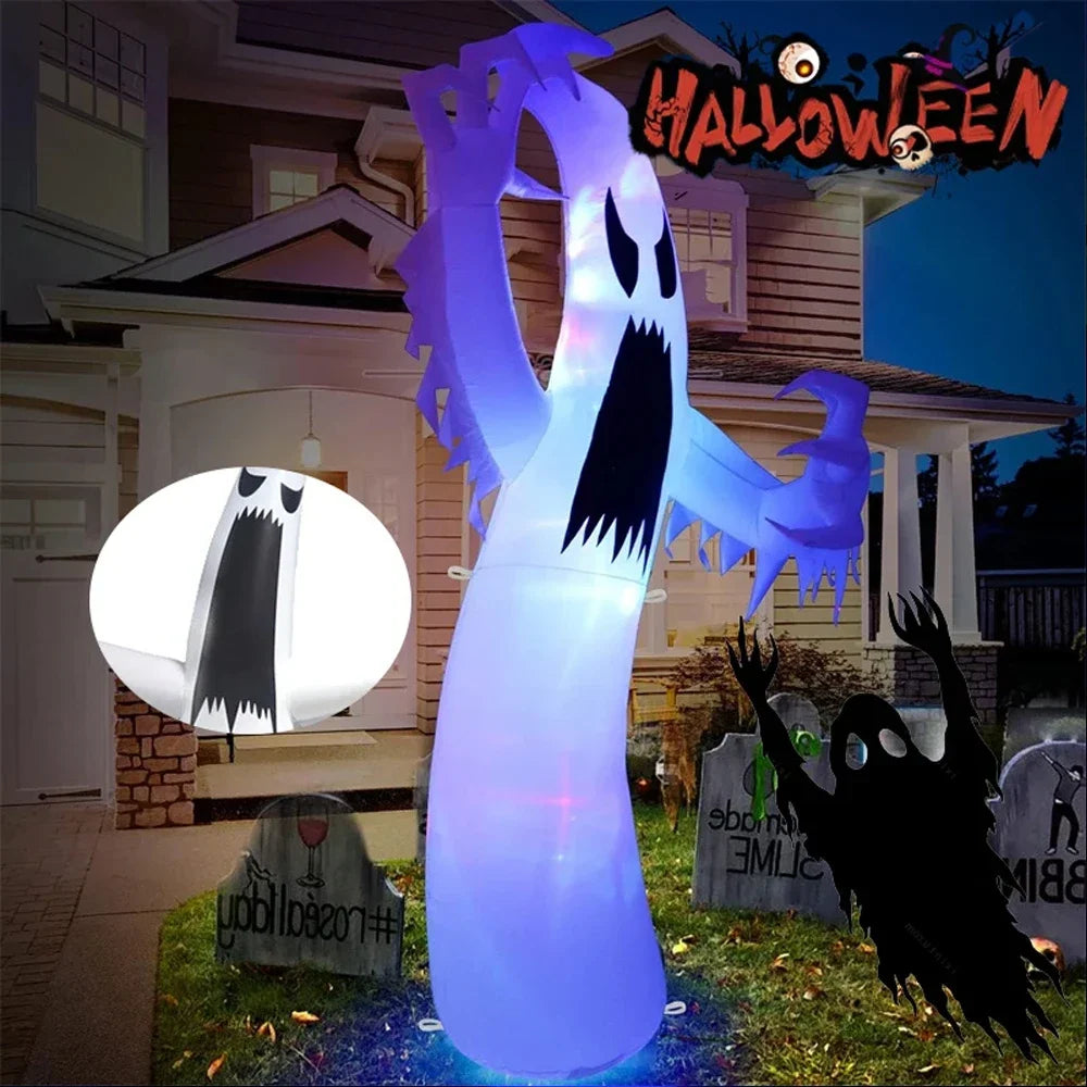 Giant Inflatable Halloween Ghost with LED Lights - Spooky Yard Decoration for Outdoor & Indoor