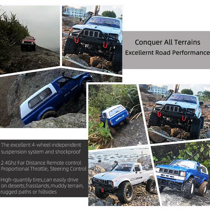 RC Car 1:16 Scale 4WD Rock Crawler Electric Off Road Buggy With LED Lights Gift For Kids 15-20 Min Run Time