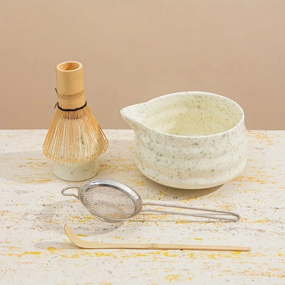 Matcha Set Gespot Groen Keramiek 5-delig Japans Thee Geschenk