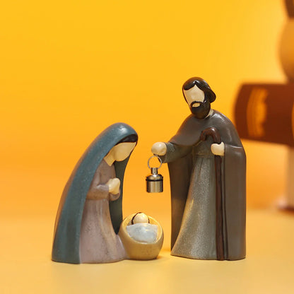 Nativity Scene Lanterns Resin Holy Family Figurines Luminous Christmas 2025 Prayerful Display
