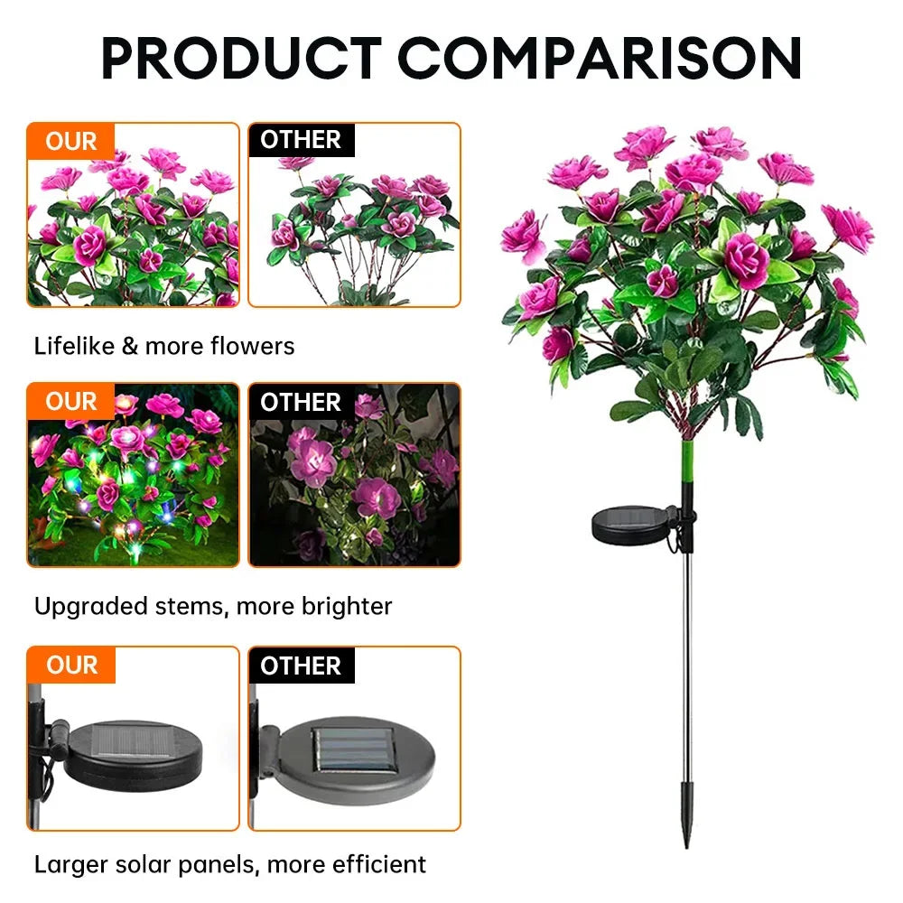 Luci Solari a Forma di Fiore Decorazione da Giardino LED Fiori di Azalea Illuminazione per Vialetti Esterni Idea Regalo Decorazione Festiva 2026