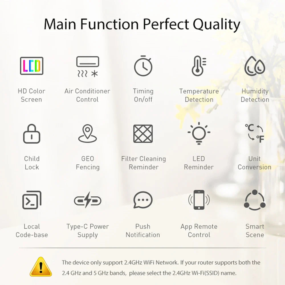 Slimme thermostaat WiFi infraroodcontroller voor airconditioner temperatuur- en vochtigheidsmonitor herfst 2025 huisautomatisering