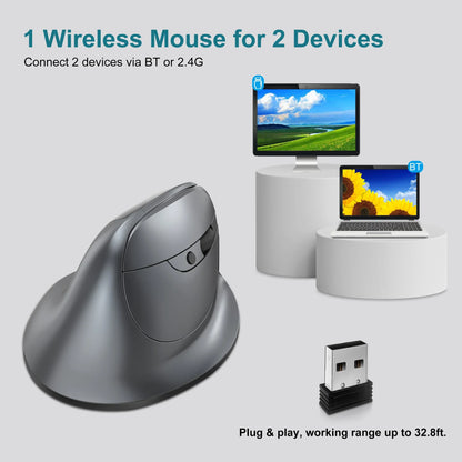 Bluetooth Vertical Ergonomic Mouse With OLED Screen