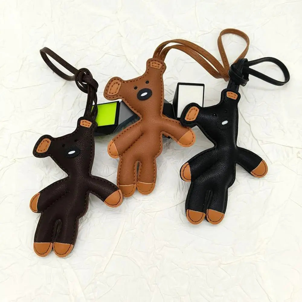 Björn nyckelring PU-läder mini väska charm söt gåva accessoar