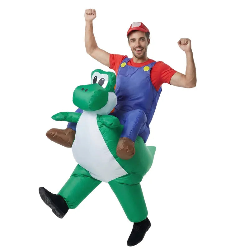 Opblaasbaar Halloween-cosplaykostuum voor volwassenen en kinderen als loodgieterdinosaurus, voor feest, optreden en carnaval 2026
