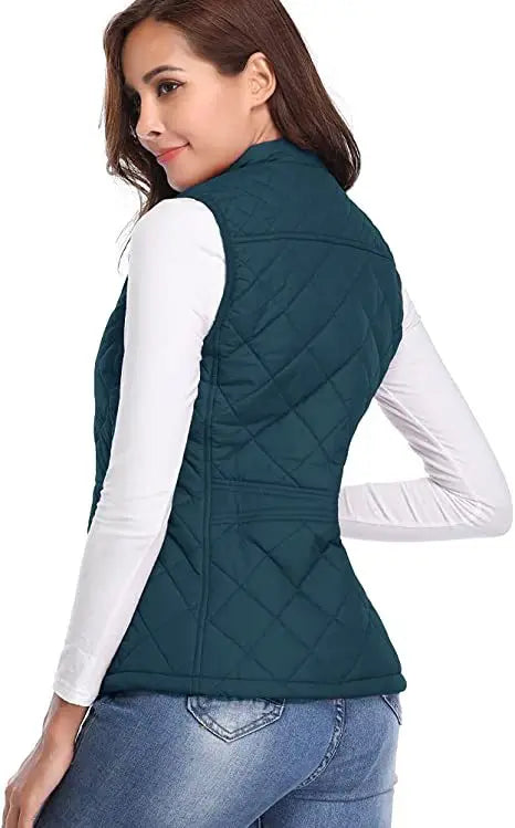 Lightweight Women Quilted Vest - Stand Collar Cotton Winter