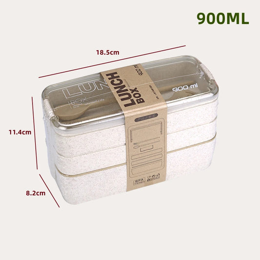 Eco-Friendly Wheat Straw Bento Box - BPA-Free Microwave Lunch Container for Kids & Adults