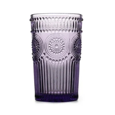 Glass Tumbler 350ml Engraved Sunflower Vintage Drinkware Summer 2025 Tableware Elegant Gift Idea
